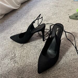 Black heels with ankle ties